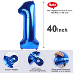 Mluchee 40-Inch Navy Blue Number Balloons for 1st Birthday, Baby Shower & Photo Shoot