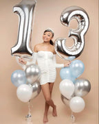Mluchee 40-Inch Silver Number Balloons – 5, 15, 25, 35, 50 for Birthdays & Weddings