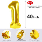 Mluchee 40-Inch Gold Number Balloons for 1st Birthday Parties