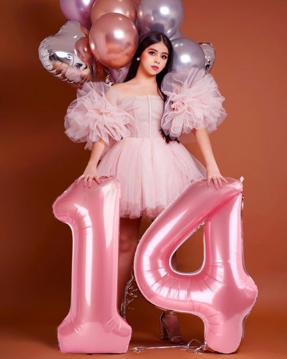 Mluchee 40-Inch Number Balloons: Pearl Pink for Birthdays & Celebrations