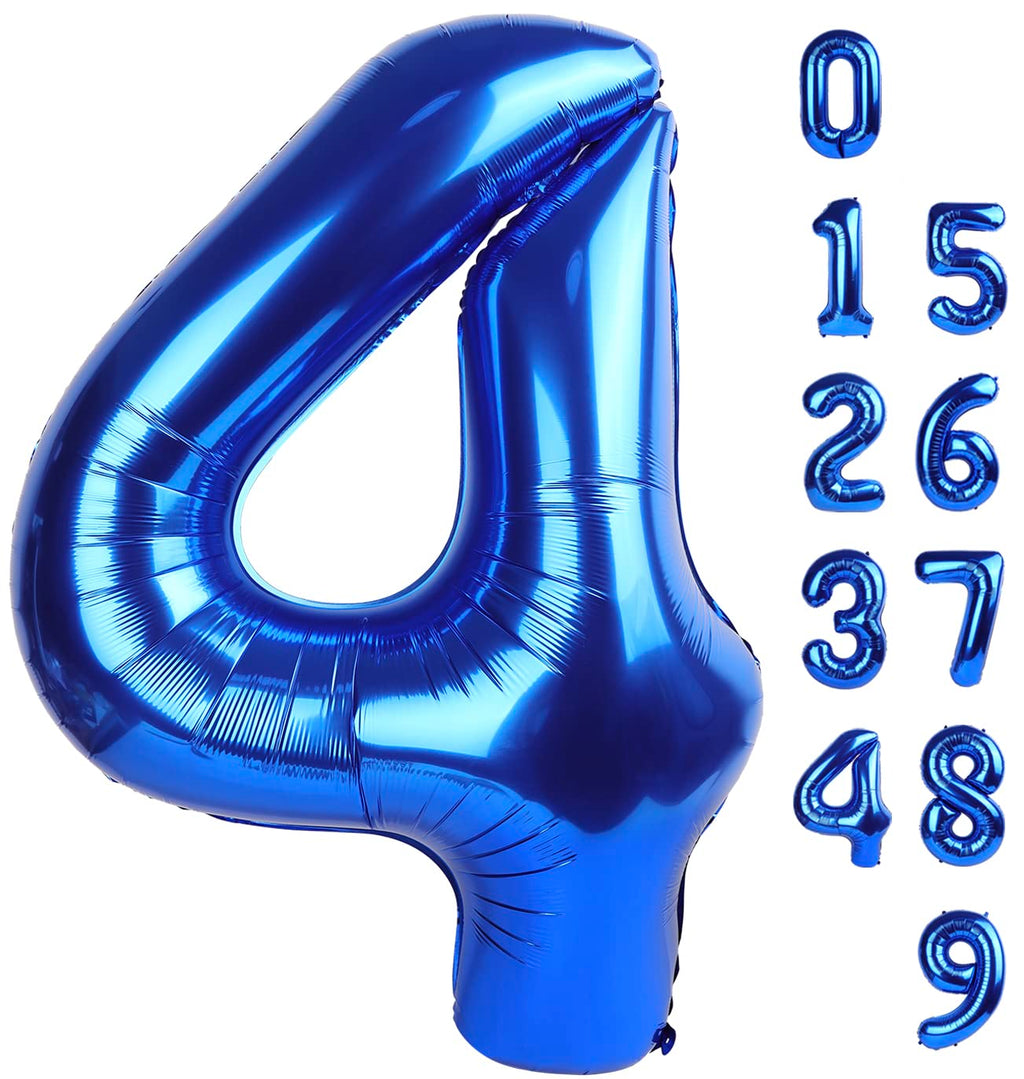 Mluchee Numbers Balloons 40-Inch Navy Blue for 4th Birthday Party