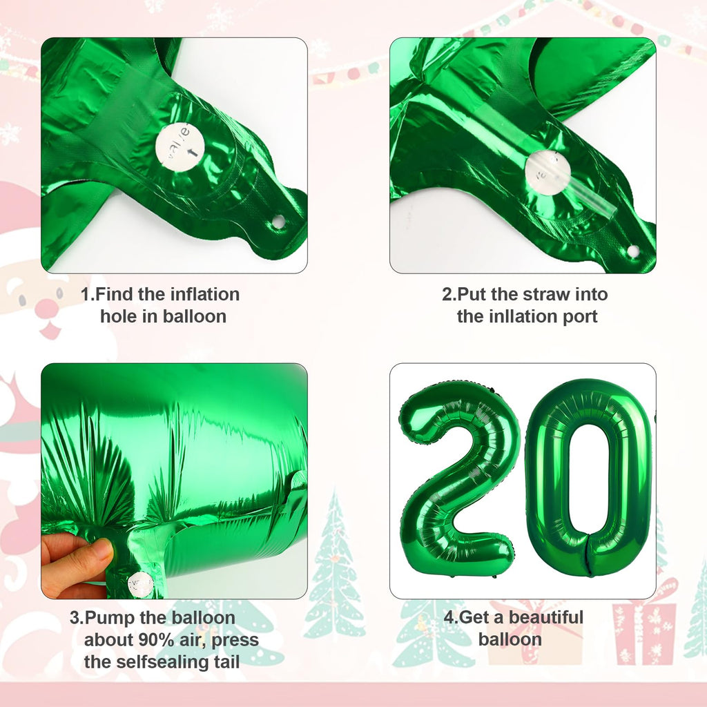 Mluchee 40-Inch 2026 Number Balloons - Dark Green New Year, Graduation & Birthday Decor