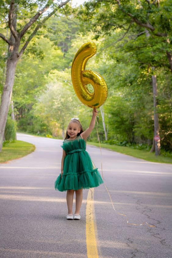 Mluchee Number 6 Balloon 40 Inch – Gold 6th Birthday Balloons for Parties & Events