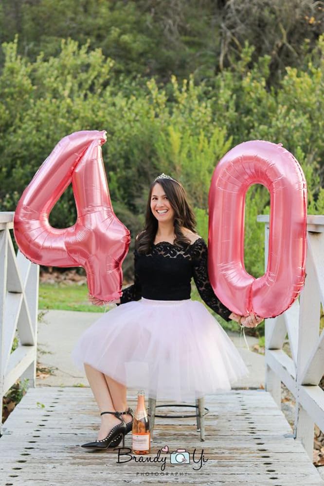 Mluchee 40-Inch Number Balloons: Pearl Pink for Birthdays & Celebrations