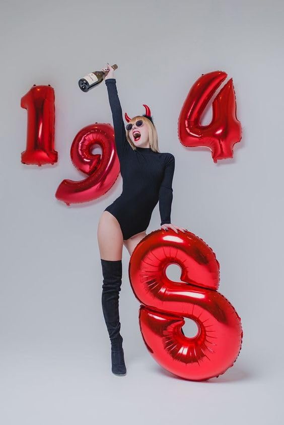 Mluchee 40 Inch Number Balloons – 4 Red Numeral Balloons for 4th Birthday & Celebrations