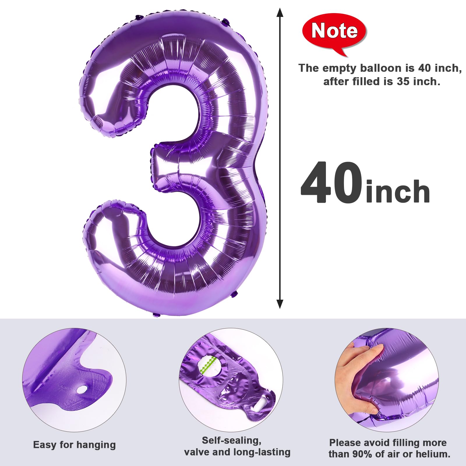 Mluchee Number 6 Balloon – 40-Inch Purple Birthday Balloons for Parties & Events