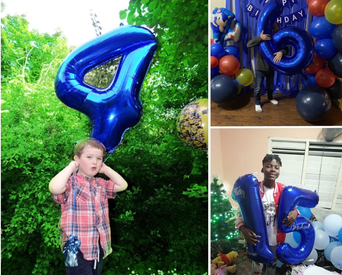 Mluchee Numbers Balloons 40-Inch Navy Blue for 4th Birthday Party
