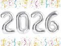 Mluchee 40-Inch Silver 2026 Number Balloons | New Year, Graduation & Birthday Party Decor