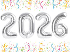 Mluchee 40-Inch Silver 2026 Number Balloons | New Year, Graduation & Birthday Party Decor