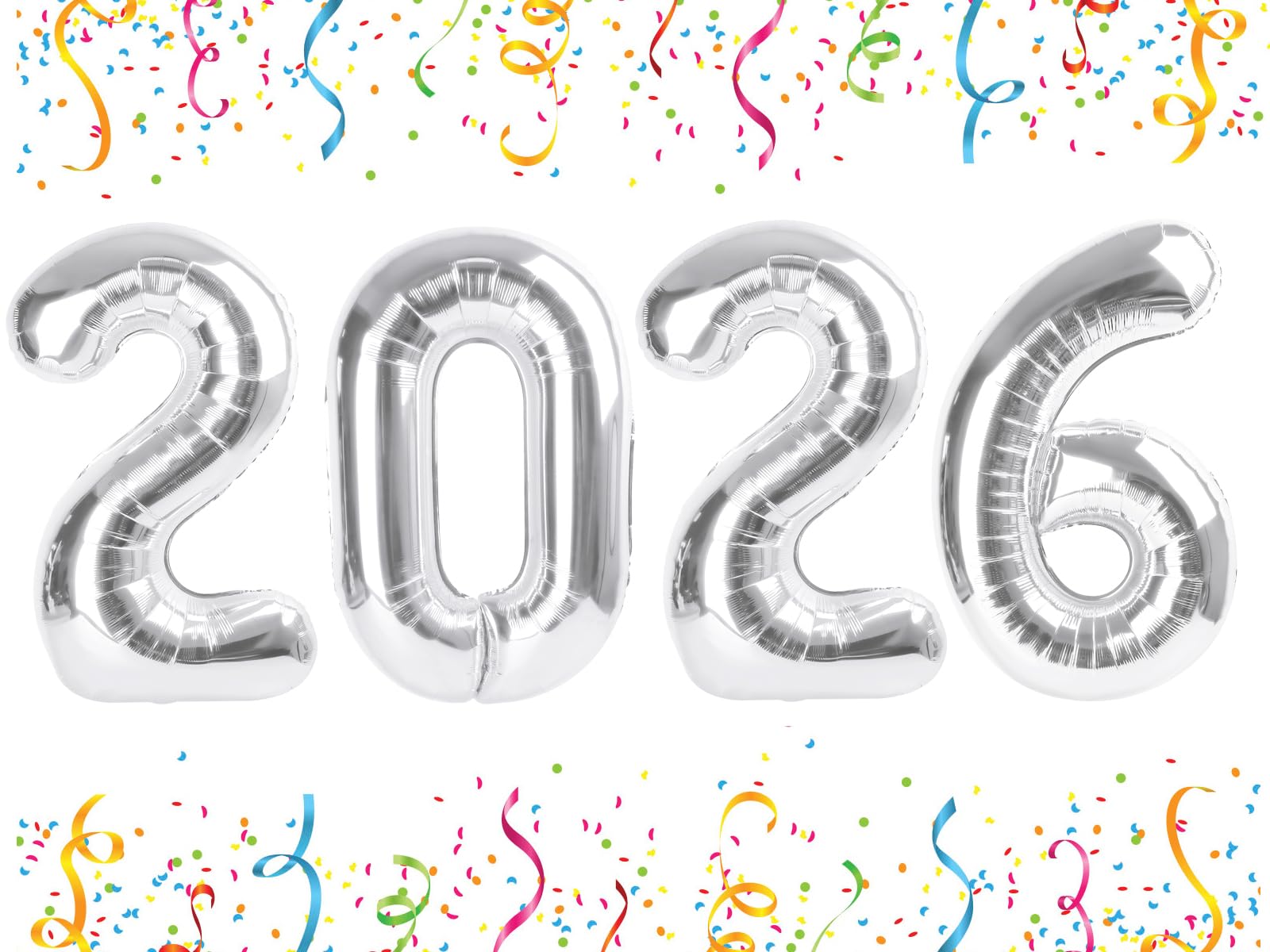 Mluchee 40-Inch Silver 2026 Number Balloons | New Year, Graduation & Birthday Party Decor
