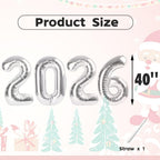 Mluchee 40-Inch Silver 2026 Number Balloons | New Year, Graduation & Birthday Party Decor