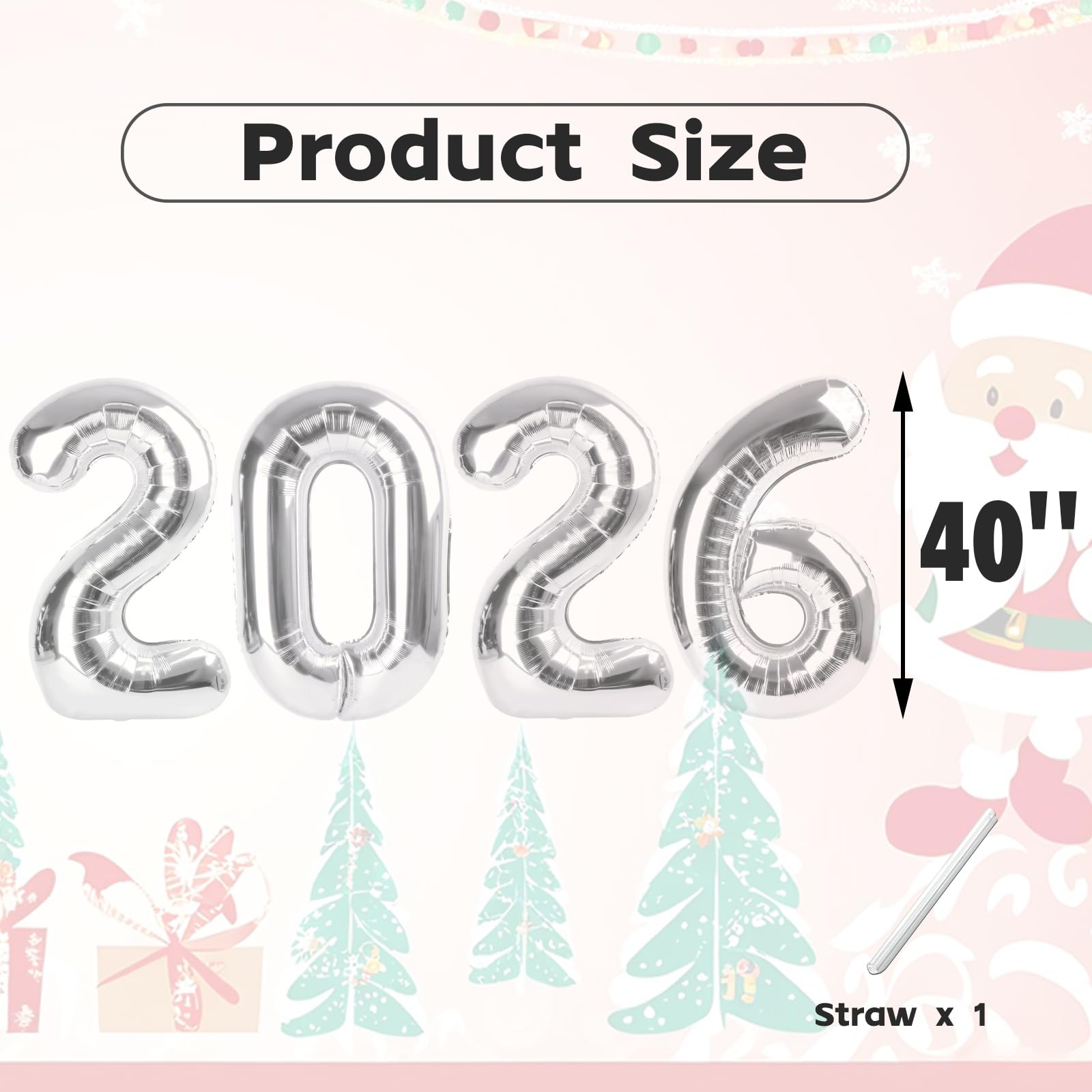 Mluchee 40-Inch Silver 2026 Number Balloons | New Year, Graduation & Birthday Party Decor