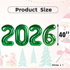 Mluchee 40-Inch 2026 Number Balloons - Dark Green New Year, Graduation & Birthday Decor