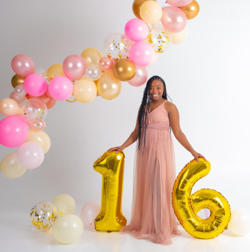 Mluchee Number 6 Balloon 40 Inch – Gold 6th Birthday Balloons for Parties & Events
