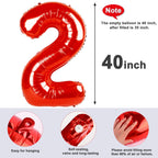 Mluchee 40-Inch Red Number Balloons — Giant Birthday Decor (Pair) for 2nd, 21st & Milestones