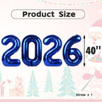 Mluchee Number 2026 Balloons - 40-Inch Navy Blue for New Year, Graduation & 2026 Birthdays