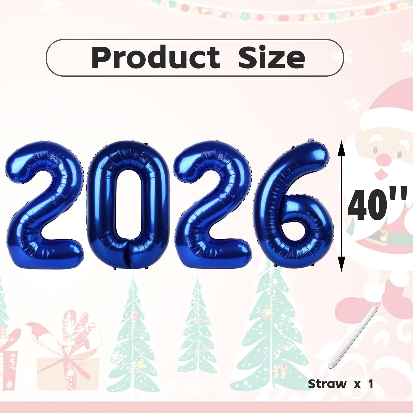 Mluchee Number 2026 Balloons - 40-Inch Navy Blue for New Year, Graduation & 2026 Birthdays