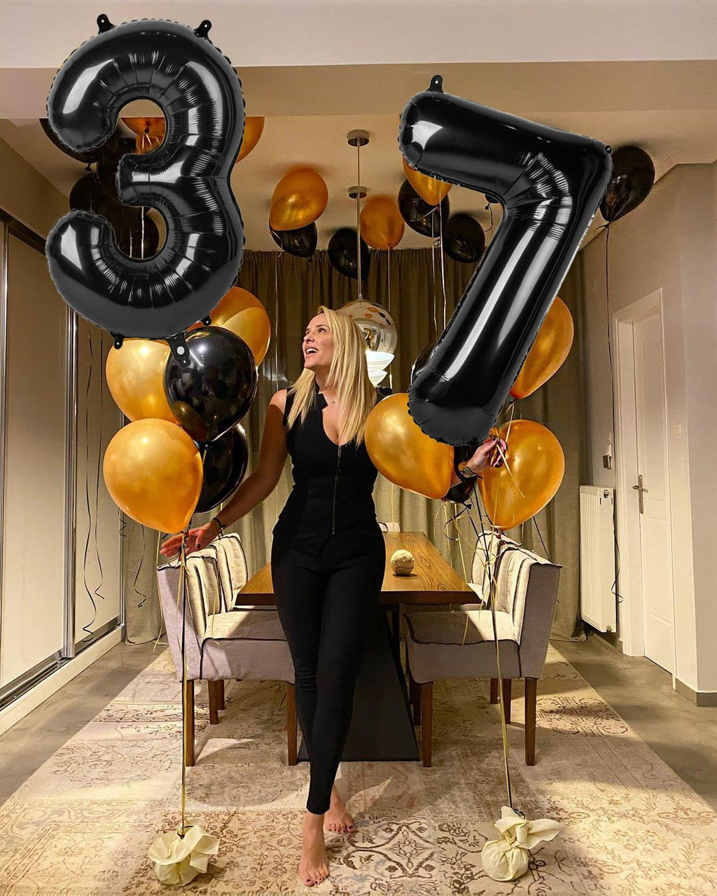 Mluchee 40-Inch Black Number Balloons — Dual-Digit Birthday Decor for Parties, Weddings & Graduations