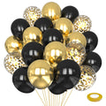 Mobacurty 75Pcs Black & Gold Confetti Balloons - 12in Latex Party Kit
