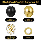 Mobacurty 75Pcs Black & Gold Confetti Balloons - 12in Latex Party Kit