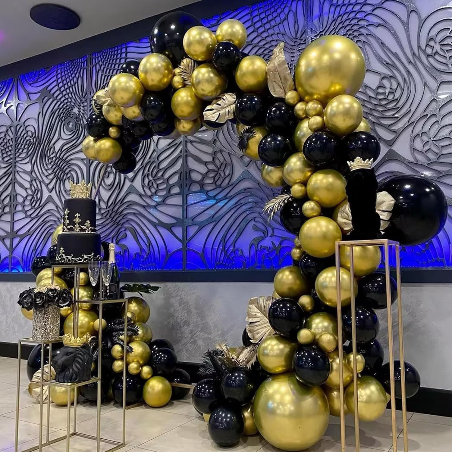 Mobacurty 75Pcs Black & Gold Confetti Balloons - 12in Latex Party Kit