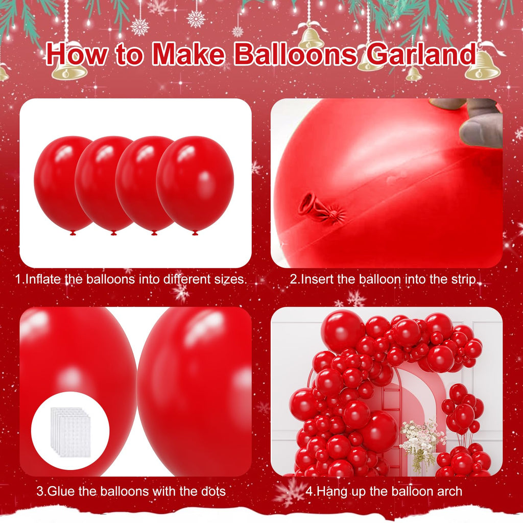 Mobacurty Red Balloons Arch Kit – 129Pcs Red Latex Balloons for Parties