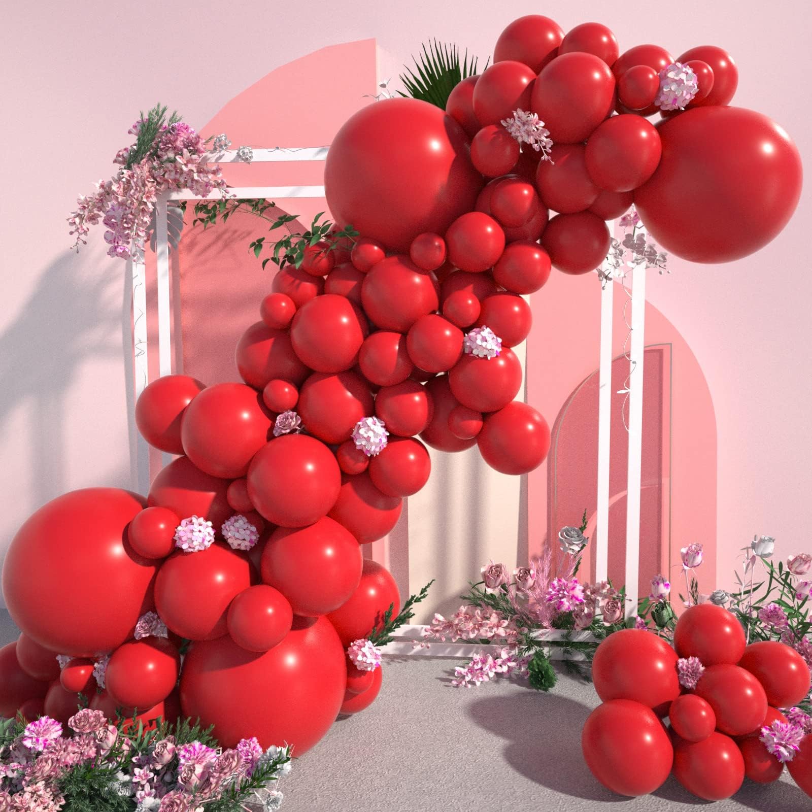 Mobacurty Red Balloons Arch Kit – 129Pcs Red Latex Balloons for Parties