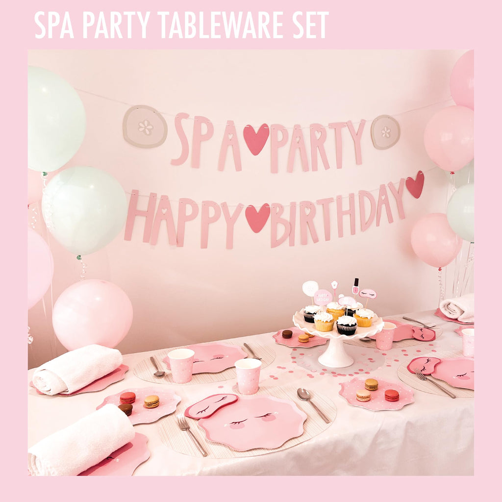 Modern Whimsy 64 Pcs Spa Party Tableware Set for Girls — Plates, Napkins & Forks (Serves 16)