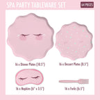 Modern Whimsy 64 Pcs Spa Party Tableware Set for Girls — Plates, Napkins & Forks (Serves 16)