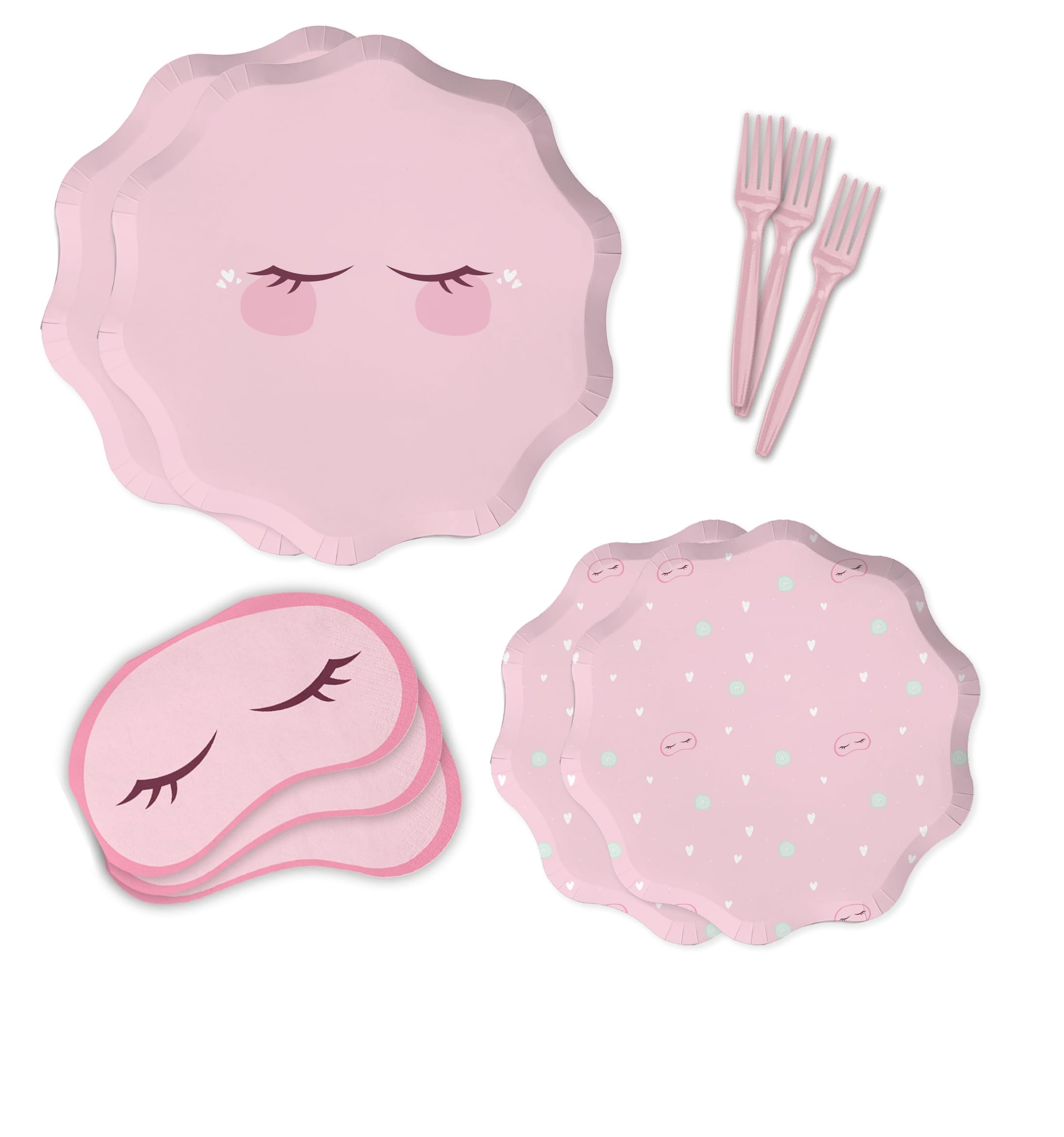 Modern Whimsy 64 Pcs Spa Party Tableware Set for Girls — Plates, Napkins & Forks (Serves 16)