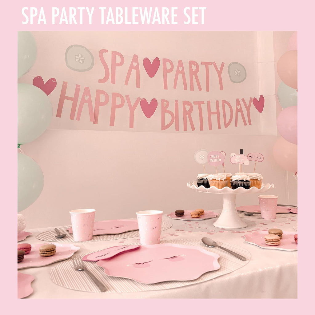 Modern Whimsy 64 Pcs Spa Party Tableware Set for Girls — Plates, Napkins & Forks (Serves 16)