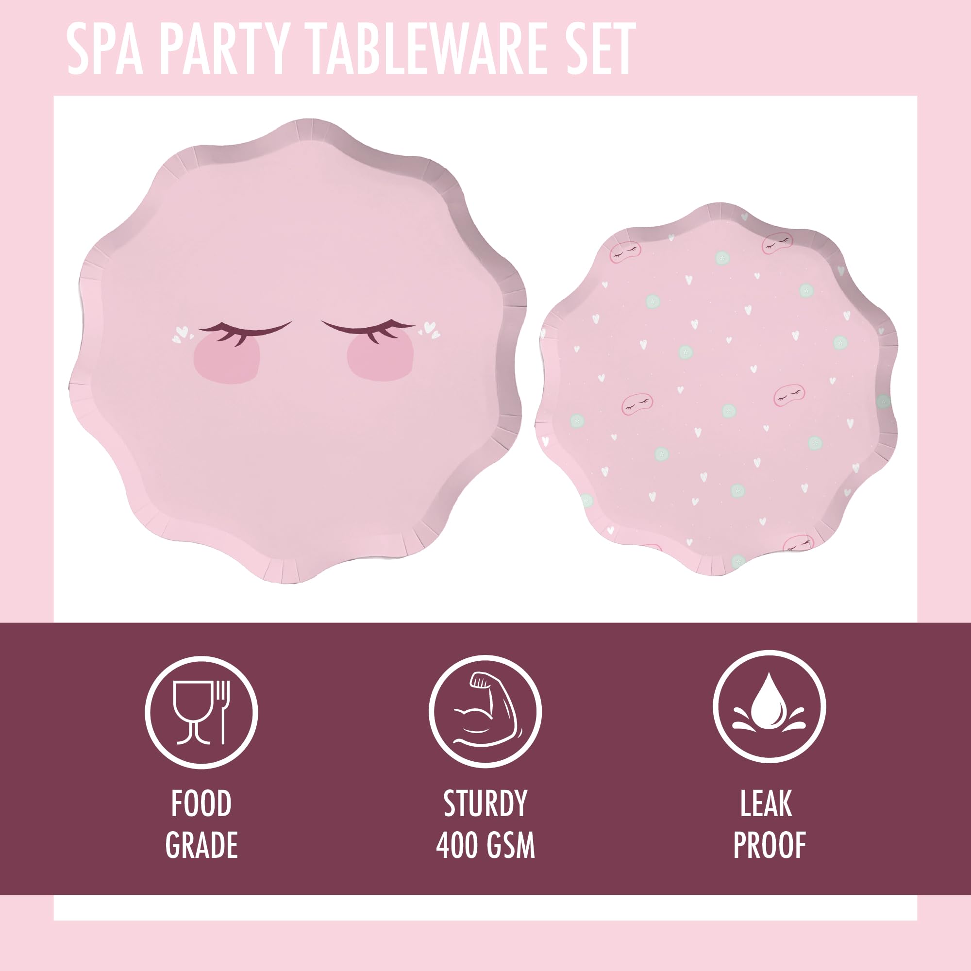 Modern Whimsy 64 Pcs Spa Party Tableware Set for Girls — Plates, Napkins & Forks (Serves 16)