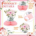Moinchore 12 Pcs Paris Honeycomb Centerpieces – Pink Eiffel Tower & Paris Theme Party Decor