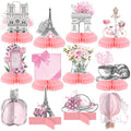 Moinchore 12 Pcs Paris Honeycomb Centerpieces – Pink Eiffel Tower & Paris Theme Party Decor