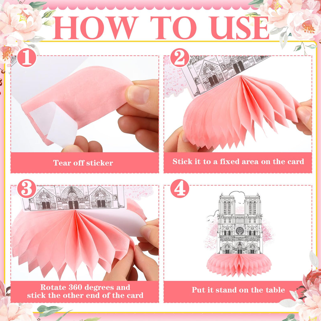 Moinchore 12 Pcs Paris Honeycomb Centerpieces – Pink Eiffel Tower & Paris Theme Party Decor