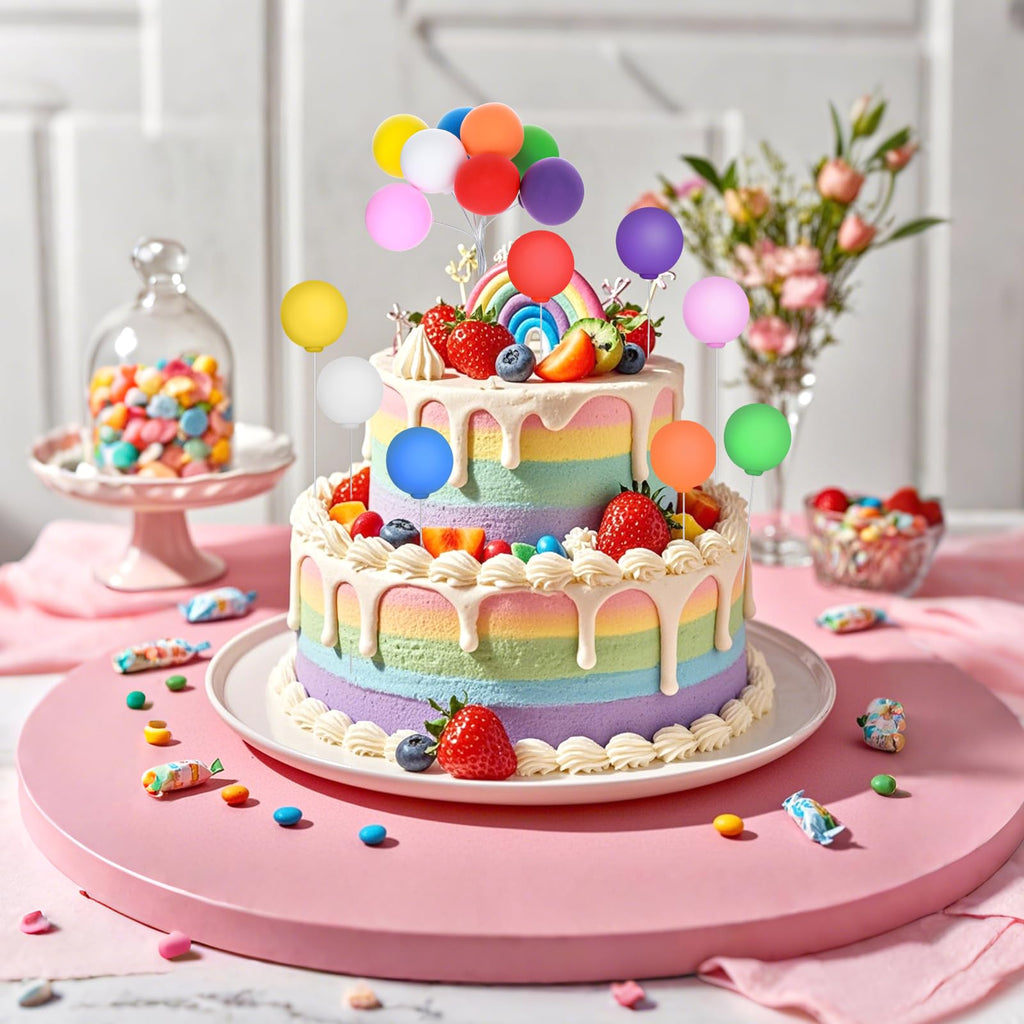 Molain Rainbow Balloon Cake Topper – 16 Pcs Colorful Mini Balloons for Cakes & Cupcakes