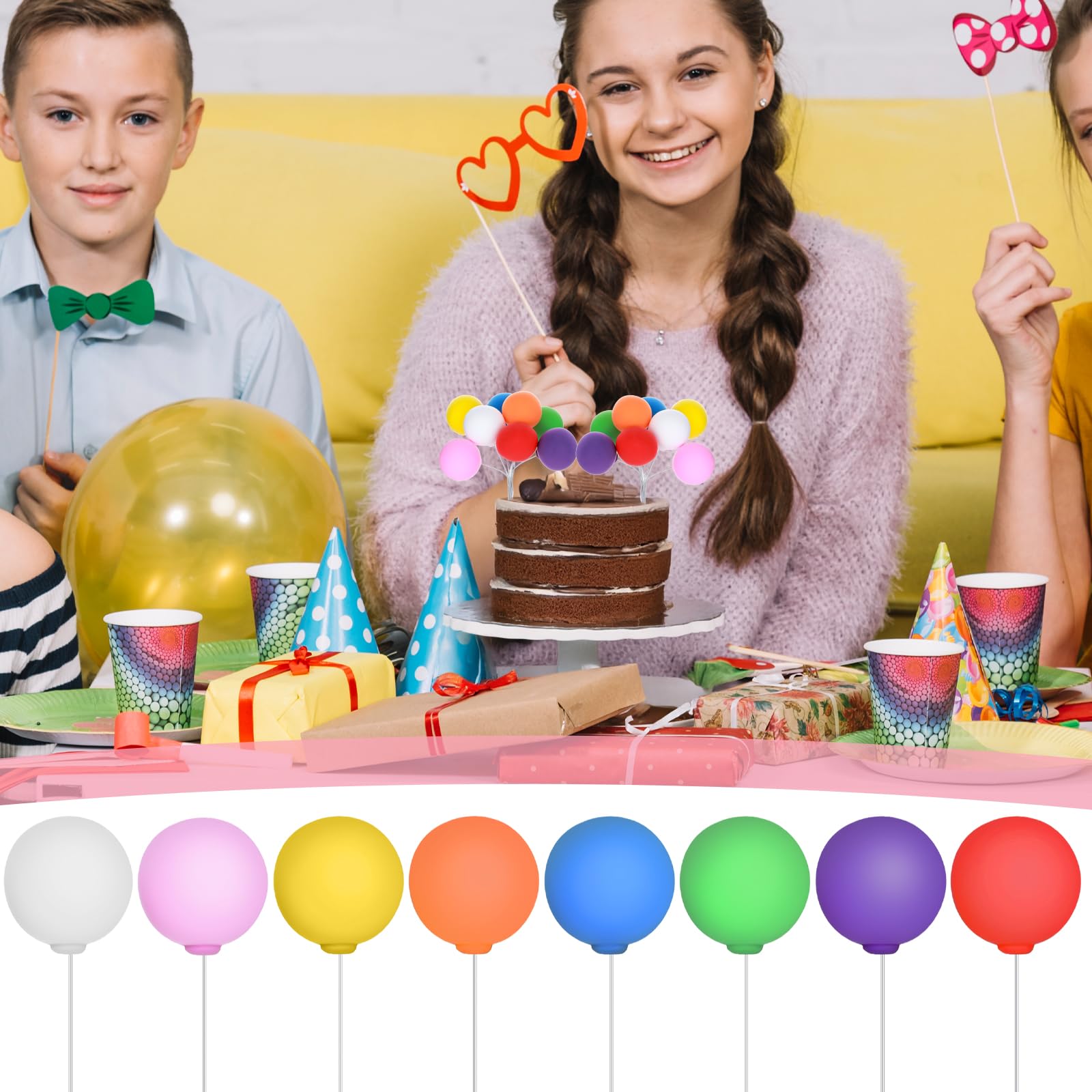 Molain Rainbow Balloon Cake Topper – 16 Pcs Colorful Mini Balloons for Cakes & Cupcakes