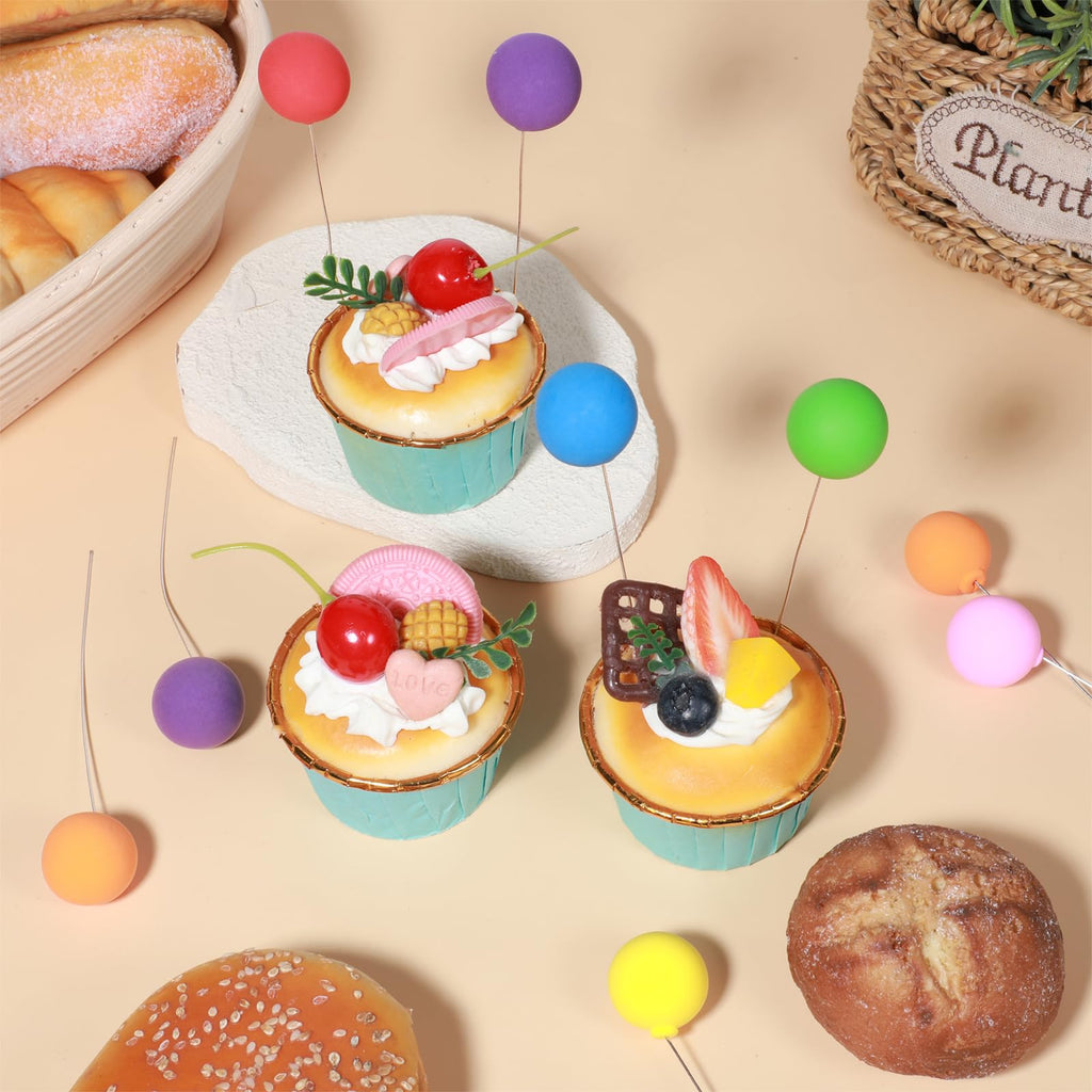 Molain Rainbow Balloon Cake Topper – 16 Pcs Colorful Mini Balloons for Cakes & Cupcakes