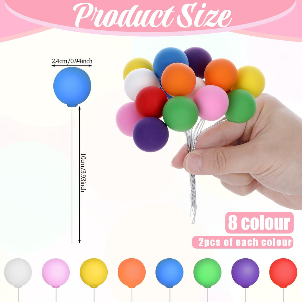 Molain Rainbow Balloon Cake Topper – 16 Pcs Colorful Mini Balloons for Cakes & Cupcakes