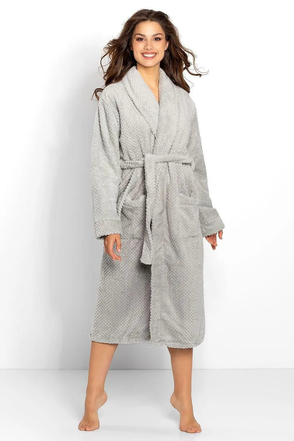 Momenti Per Me knit fabric-shawl collar womens bathrobe
