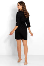 Momenti Per Me smooth fabric and lace embellishments bathrobe