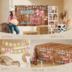 Monnberry Boots or Bows Gender Reveal Decorations – 206pc Western Baby Shower Kit