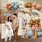 Monnberry Boots or Bows Gender Reveal Decorations – 206pc Western Baby Shower Kit