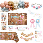 Monnberry Boots or Bows Gender Reveal Decorations – 206pc Western Baby Shower Kit