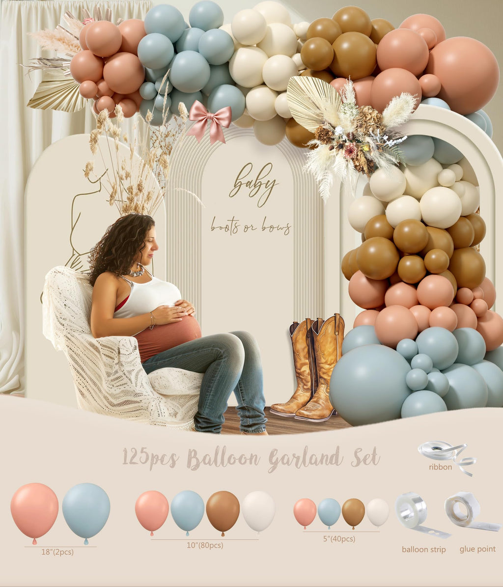 Monnberry Boots or Bows Gender Reveal Decorations – 206pc Western Baby Shower Kit