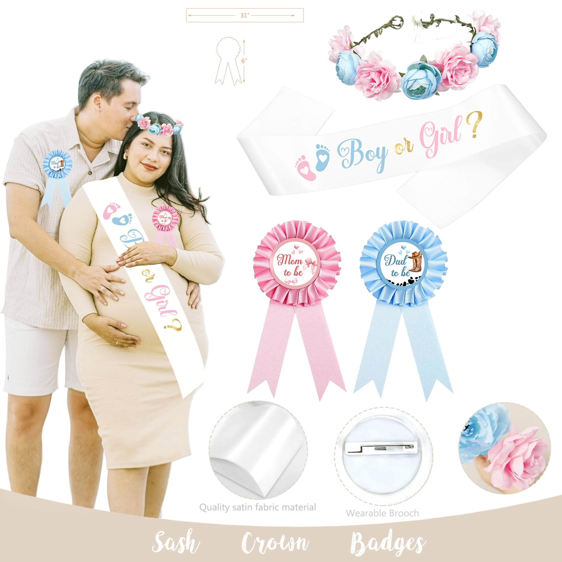 Monnberry Boots or Bows Gender Reveal Decorations – 206pc Western Baby Shower Kit