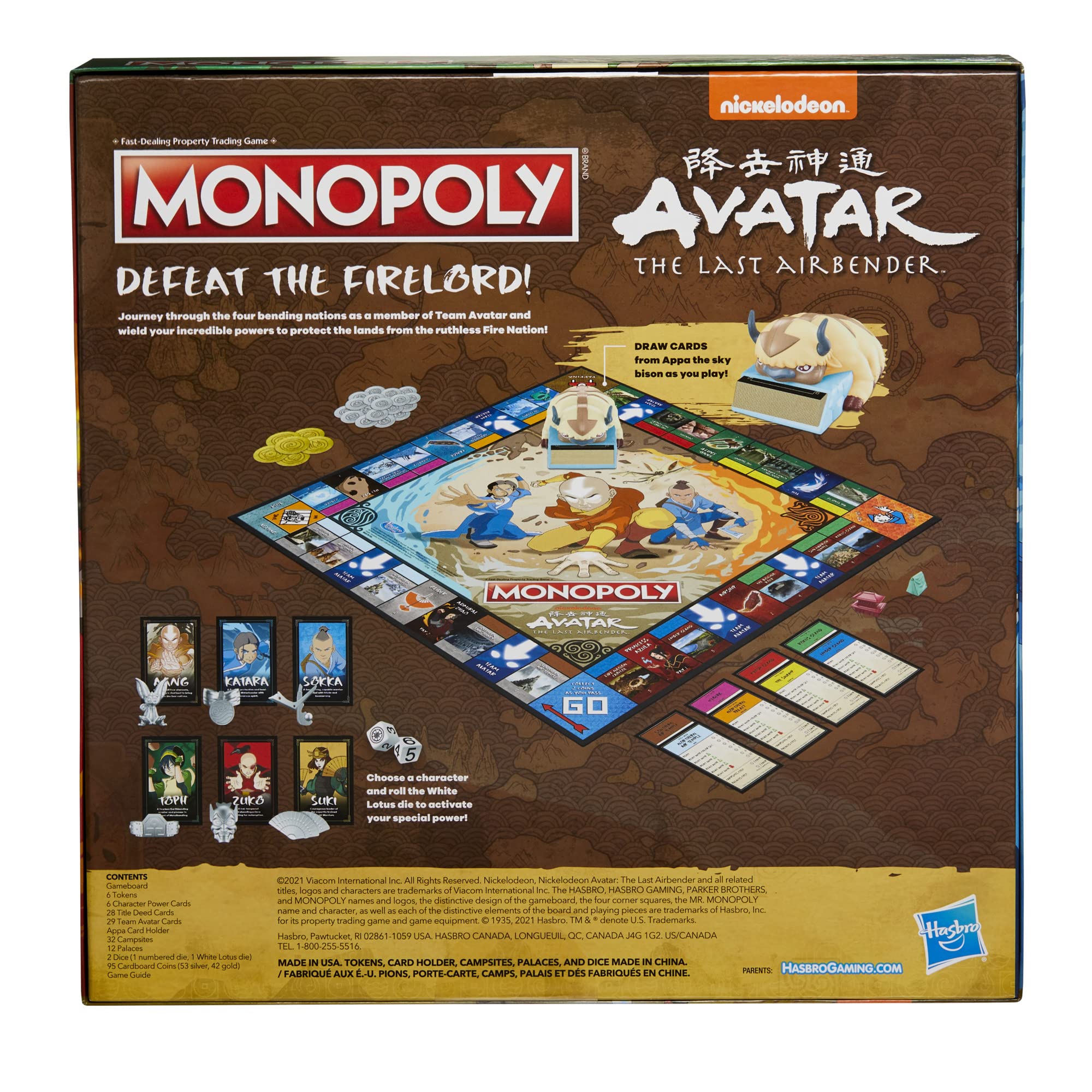Monopoly Avatar Edition Board Game – The Last Airbender Team Avatar Power Play for Kids 8+