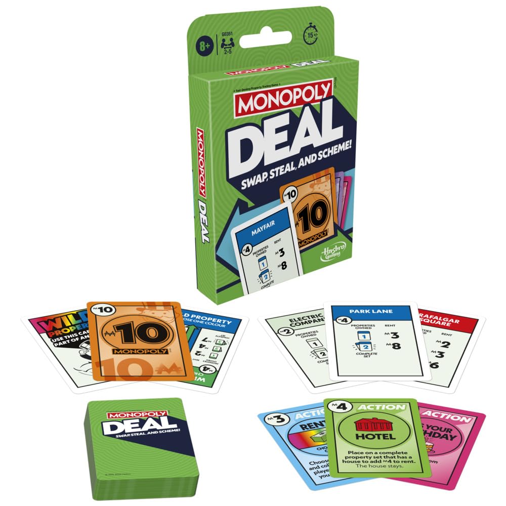 Monopoly Deal Card Game – Fast, Fun Property Trading for Ages 8–99