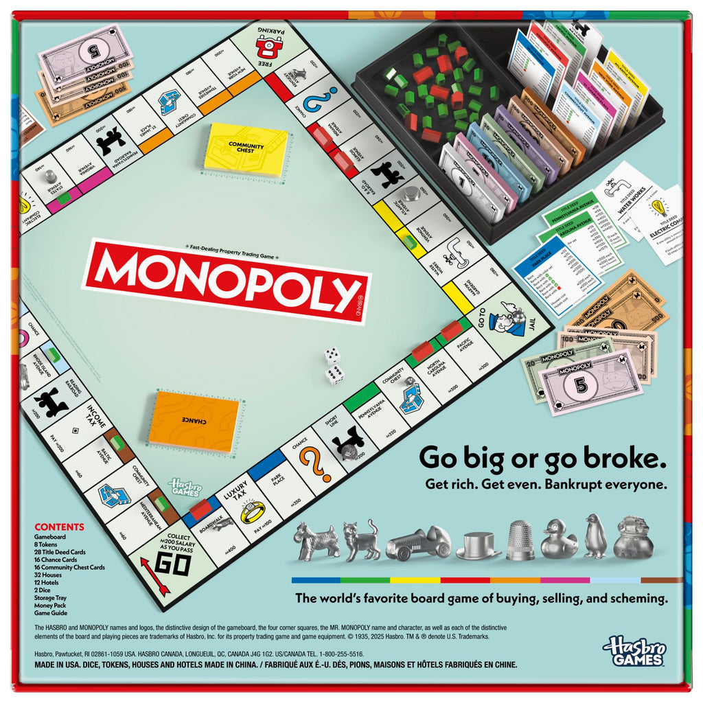Monopoly Board Game with Storage Tray & Larger Tokens | Ages 8+ | 2-6 Players