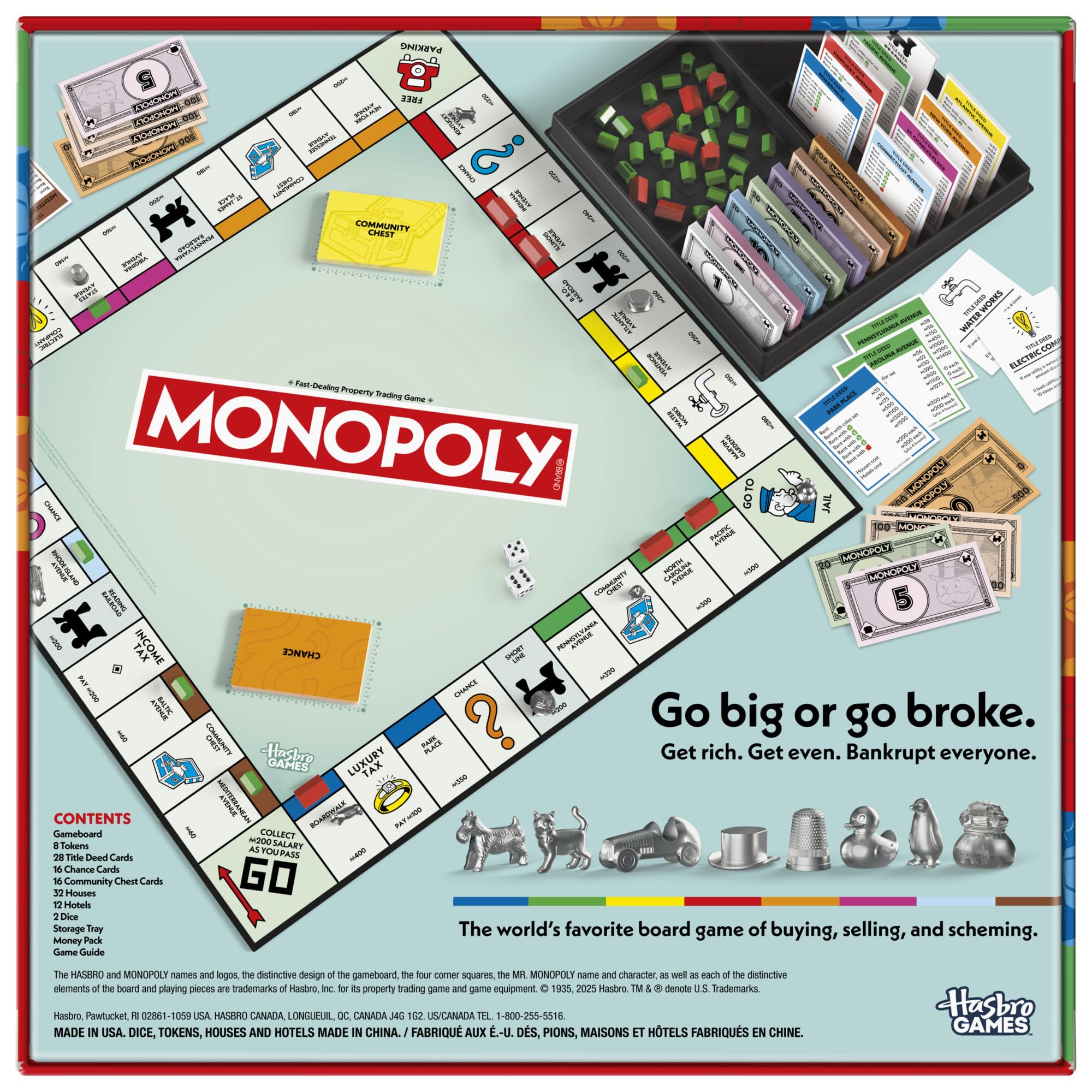 Monopoly Board Game with Storage Tray & Larger Tokens | Ages 8+ | 2-6 Players